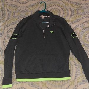 Pink brand quarter Zip gray and lime green